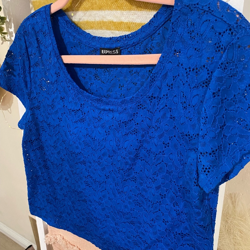 Royal Blue Express Lace Crop Top